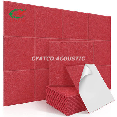 9mm Rood Polyeater Fiber Stop Echo's Gevoel Wandpanelen Beveled Edge Sound Proof Padding
